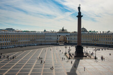 Palace Square With The Alexander Column Before The Hermitage, St. Petersburg, Russia