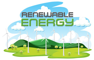 Wall Mural - Green energy generated by wind turbine