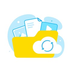 Poster - automatically back up files to cloud storage concept illustration flat design vector eps10. modern graphic element for landing page, empty state ui, infographic, icon