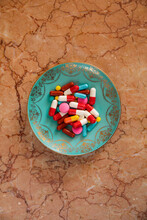 Plate With Bunch Of Various Pills And Capsules