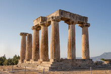 Archaic Temple Of Apollo, Dorian Columns, Corinth, Greece