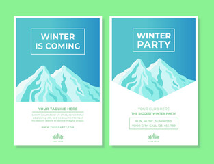 Wall Mural - set of winter invitation card poster design illustration