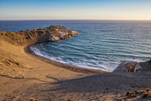 Beach Of  Agios Pavlos With Sunshades, Crete, Greece