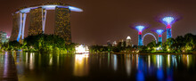 Singapore, Marina Bay Sands Hotel And Gardens By The Bea At Night