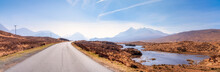 Diminishing View Of A863 Road Leading Towards Cuillin Mountains, Isle Of Skye, Highlands, Scotland, UK