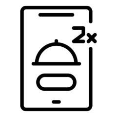 Sticker - Tablet food order icon outline vector. Online mobile. Delivery home