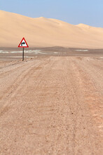 Namibia, Directional Road Sign In Middle Of Desert