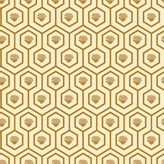 Poster - Golden vintage geometric seamless repeat pattern print background