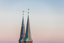 Germany, Nuremberg, Spires Of St. Sebaldus Church In The Evening