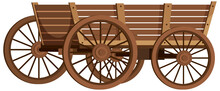 Medieval Wooden Wagon On White Background