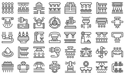 Poster - Irrigation system icons set outline vector. Agriculture farming. Smart system