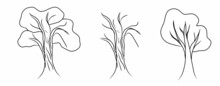 Tree Silhouettes. Hand Drawing Illustration. Isolated White Background