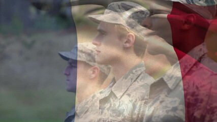 Poster - Animation of flag of france over diverse male soldiers