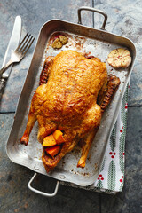 Wall Mural - Roasted whole duck with vegetables