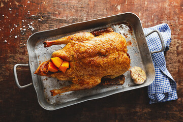 Wall Mural - Roasted whole duck with vegetables