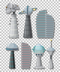 Wall Mural - Set of satellite objects and elements on