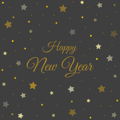 Fototapete - Happy new year lettering on starry grey background vector stock illustration