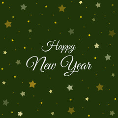 Fototapete - Happy new year lettering on starry green background vector stock illustration