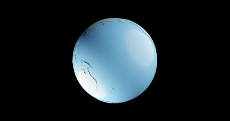 Wall Mural - Globe icon with smooth shadows and white map of the continents of the world. loop 3d animation