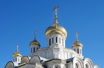 Moscow, Russia - March, 2021: Sretensky Monastery  is an Orthodox monastery in Moscow, founded by Grand Prince Vasili I in 1397