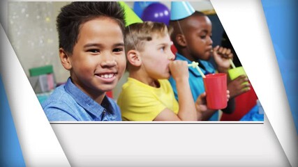 Canvas Print - Animation of happy boy smiling at children's party