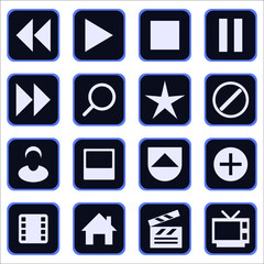 vector set of sixteen multimedia icons for digital interfaces