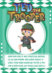 Sticker - Character game card template with word Ted The Trooper