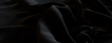 Black Fabric With Wrinkles And Folds. Wavy Surface Wallpaper.