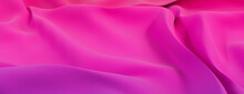 Purple And Pink Cloth Wallpaper With Wrinkles. Multicolored Smooth Surface Texture.