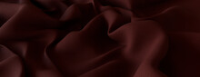 Dark Red Cloth With Ripples And Folds. Tactile Surface Wallpaper.