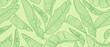 © Anastasiia - Seamless pattern with banana leaves in line art style. Vector monochrome background with tropican leaves.