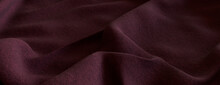Burgundy Textile With Ripples And Folds. Luxury Surface Background.