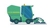 Vacuum road sweeper mini truck with brushes. Vector illustration.