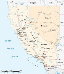 Wall Mural - Vector road map of US states California and Nevada