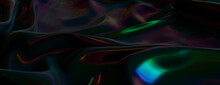 Dark Liquid Background With Ripples. Smooth Texture With Neon Highlights.