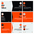 Microblog carousel slides template for instagram. Nine pages with flat background and orange, black soft grey colors theme.