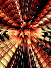 Diamond Shaped Concentric Designs From Exploding Red-hot Lava And Streams Of Molten Magma Red Orange And Yellow Colours On A Black Background