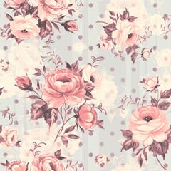   Abstract floral seamless print vintage beautiful drawn bouquets 