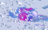Translucent gradients cubes and materials, 3d rendering.