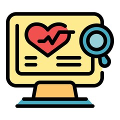 Poster - Heart diagnosis icon. Outline heart diagnosis vector icon color flat isolated