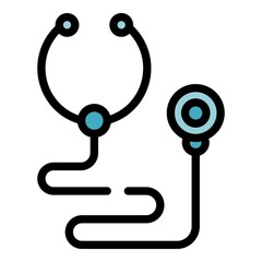 Poster - Stethoscope icon. Outline stethoscope vector icon color flat isolated