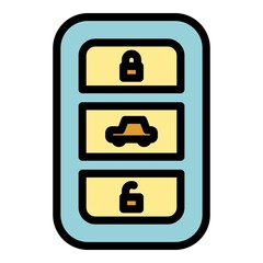 Poster - Lock smart key car icon. Outline lock smart key car vector icon color flat isolated