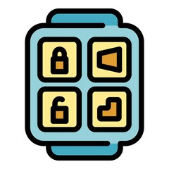 Poster - Digital car key icon. Outline digital car key vector icon color flat isolated