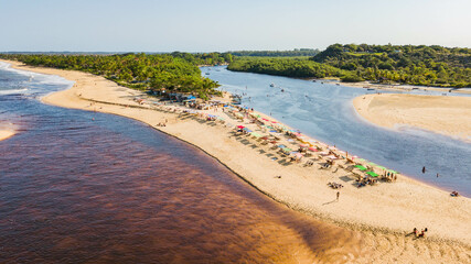 Wall Mural - Caraíva, Porto Seguro, Bahia. Aerial view of Praia da Barra and mouth of the Rio Caraíva