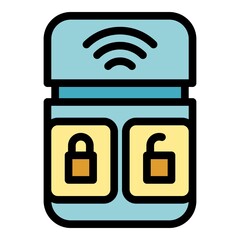 Poster - Control smart key car icon. Outline control smart key car vector icon color flat isolated