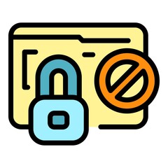 Poster - Locked folder icon. Outline locked folder vector icon color flat isolated