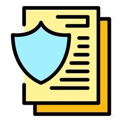 Poster - Secured files icon. Outline secured files vector icon color flat isolated