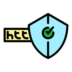 Poster - Secured webpage icon. Outline secured webpage vector icon color flat isolated