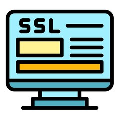 Poster - Https certificate icon. Outline https certificate vector icon color flat isolated