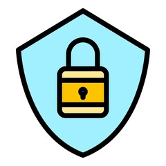 Poster - Shield cipher icon. Outline shield cipher vector icon color flat isolated